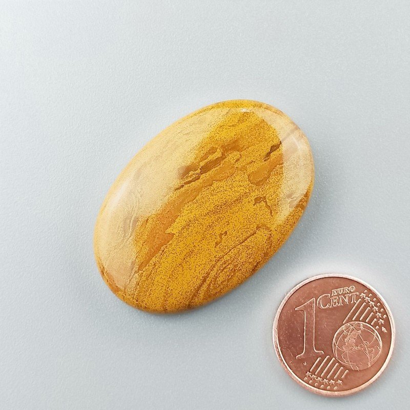 Diaspro Giallo Naturale Forma Ovale Piatto Cabochon Liscio Fatto a Mano 33X23X6mm 8,25gm 1pz