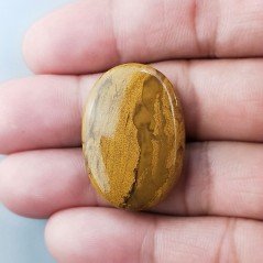 Diaspro Giallo Naturale Forma Ovale Piatto Cabochon Liscio Fatto a Mano 30X21X5mm 7,00gm 1pz