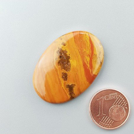 Diaspro Giallo Naturale Forma Ovale Piatto Cabochon Liscio Fatto a Mano 33X23X4mm 5,25gm 1pz