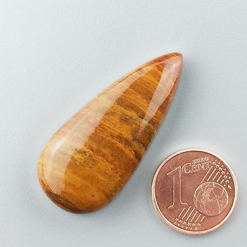 Cabochon di Diaspro Giallo Naturale Goccia, Piatto e Liscio, 37x16 mm, 7,25 g, Fatto a Mano