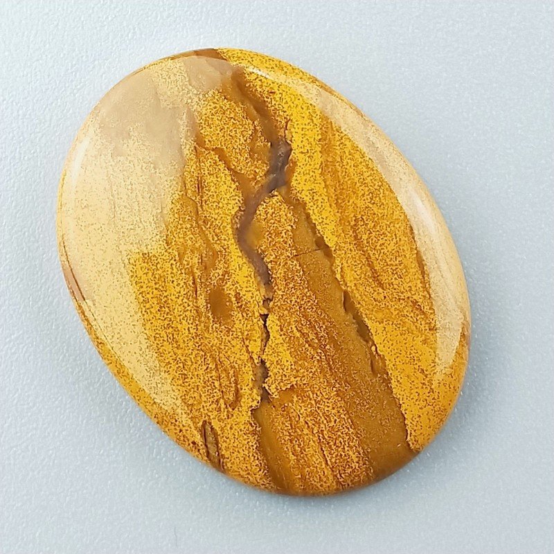 Diaspro Giallo Naturale Forma Ovale Piatto Cabochon Liscio Fatto a Mano 29X22mm 4,80gm 1pz