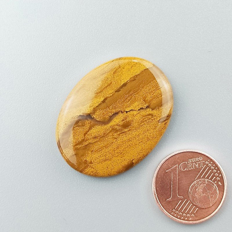 Cabochon di Diaspro Giallo Naturale Ovale, Piatto e Liscio, 29x22 mm, 4,80 g, Fatto a Mano