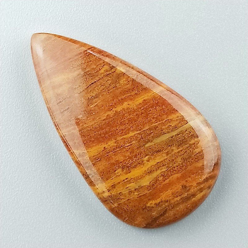 Diaspro Giallo Naturale Forma Goccia Piatto Cabochon Liscio Fatto a Mano 33X18mm 4,85gm 1pz
