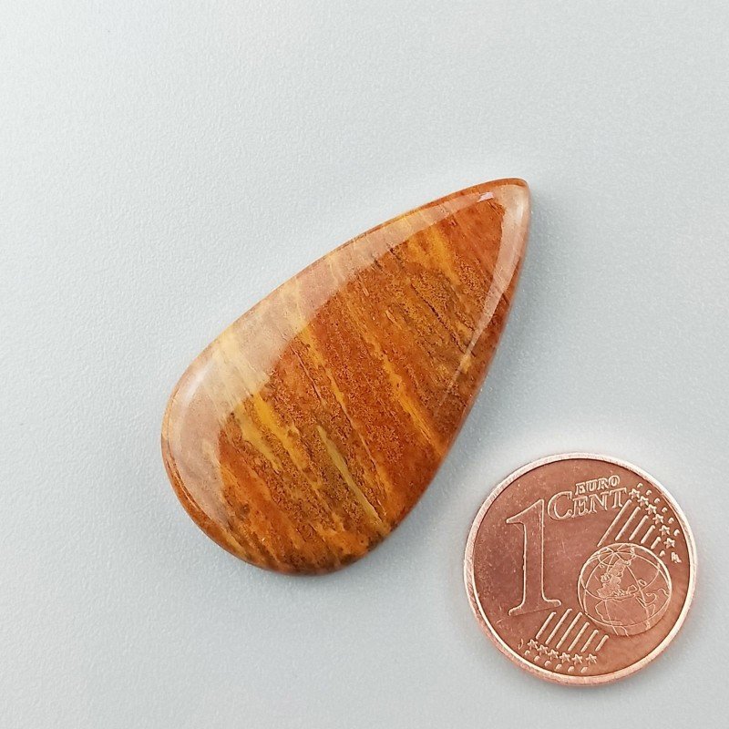 Cabochon di Diaspro Giallo Naturale Goccia, Piatto e Liscio, 33x18 mm, 4,85 g, Fatto a Mano