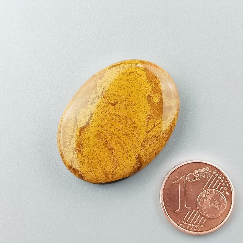 Cabochon di Diaspro Giallo Naturale Ovale, Piatto e Liscio, 30x22 mm, 7,25 g, Fatto a Mano