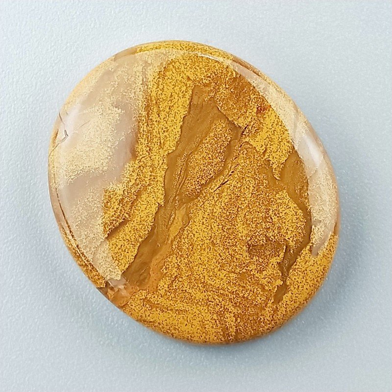 Diaspro Giallo Naturale Forma Ovale Piatto Cabochon Liscio Fatto a Mano 27X23X5mm 6,30gm 1pz