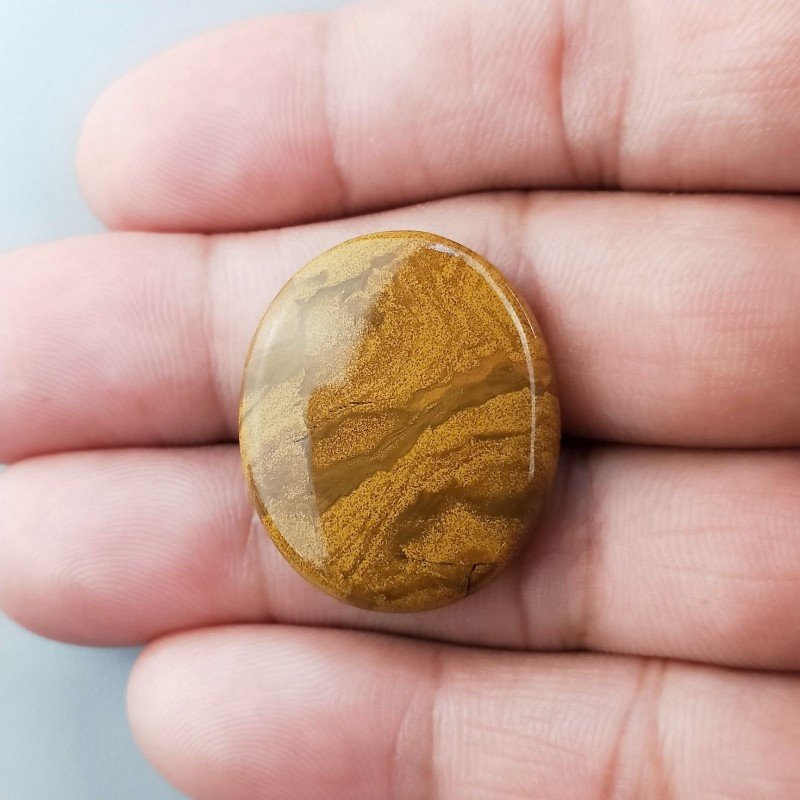 Diaspro Giallo Naturale Forma Ovale Piatto Cabochon Liscio Fatto a Mano 27X23X5mm 6,30gm 1pz