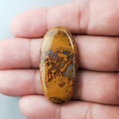 Diaspro Giallo Naturale Forma Ovale Piatto Cabochon Liscio Fatto a Mano 40X20X5mm 8,25gm 1pz