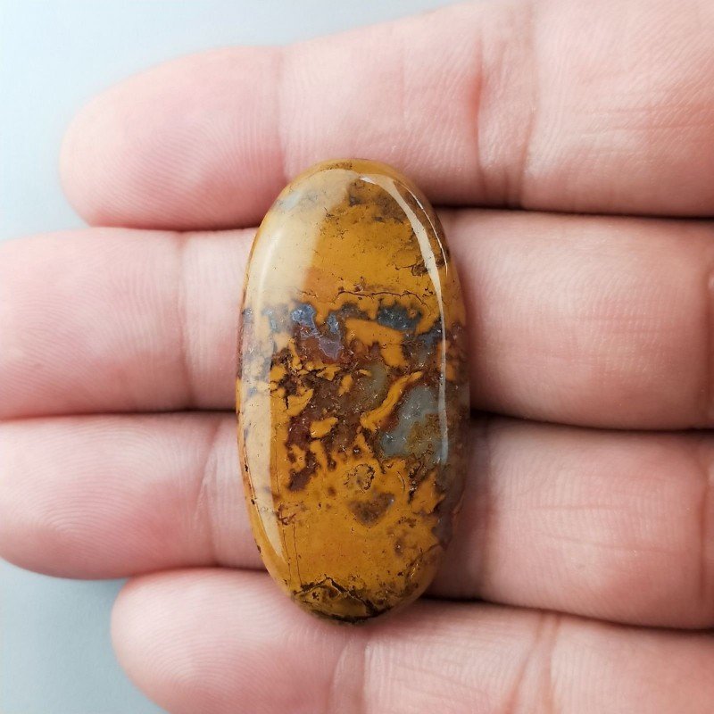 Diaspro Giallo Naturale Forma Ovale Piatto Cabochon Liscio Fatto a Mano 40X20X5mm 8,25gm 1pz