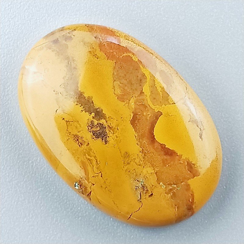 Diaspro Giallo Naturale Forma Ovale Piatto Cabochon Liscio Fatto a Mano 25X17X5mm 4,60gm 1pz