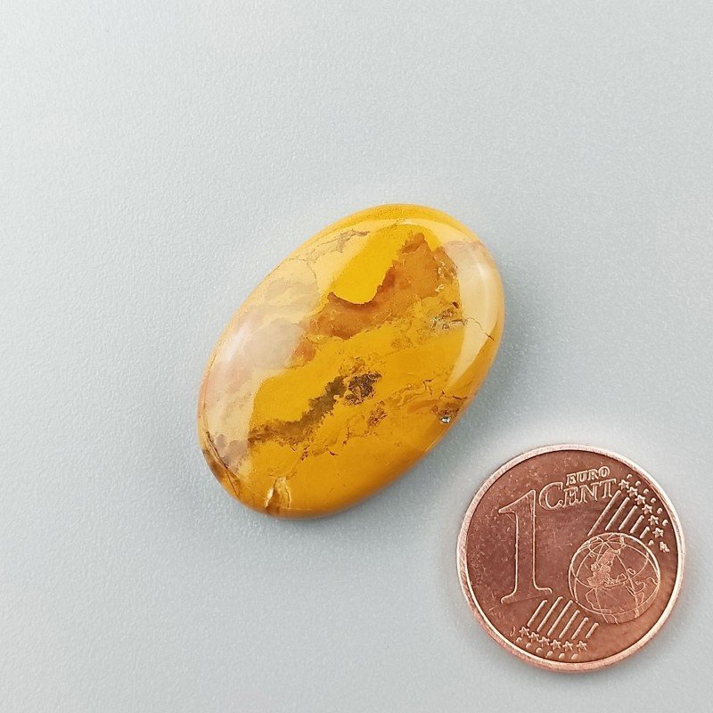 Diaspro Giallo Naturale Forma Ovale Piatto Cabochon Liscio Fatto a Mano 25X17X5mm 4,60gm 1pz