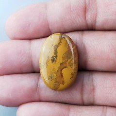 Diaspro Giallo Naturale Forma Ovale Piatto Cabochon Liscio Fatto a Mano 25X17X5mm 4,60gm 1pz