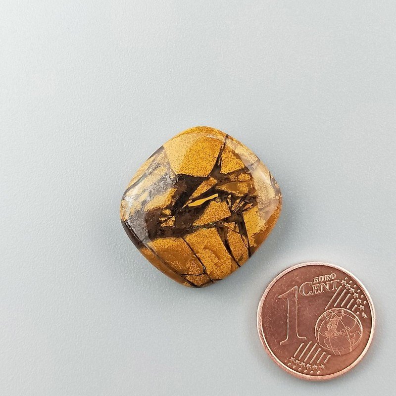 Cabochon di Diaspro Giallo Rettangolare, Piatto e Liscio, 20x19 mm, 4,90 g, Fatto a Mano