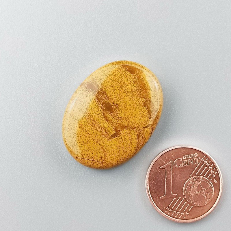 Diaspro Giallo Naturale Forma Ovale Piatto Cabochon Liscio Fatto a Mano 24X18X5mm 4,65gm 1pz
