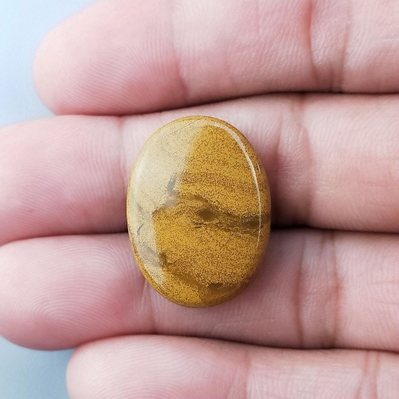 Diaspro Giallo Naturale Forma Ovale Piatto Cabochon Liscio Fatto a Mano 24X18X5mm 4,65gm 1pz