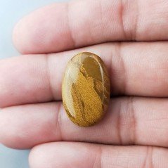 Diaspro Giallo Naturale Forma Ovale Piatto Cabochon Liscio Fatto a Mano 24X15X5mm 3,45gm 1pz