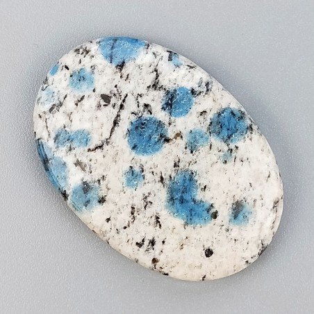 K2 'Raindrop Azurite' Naturale Forma Ovale Piatto Cabochon Liscio Fatto a Mano 38X27X6mm 10,60gm 1pz
