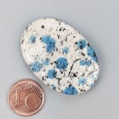 K2 'Raindrop Azurite' Naturale Forma Ovale Piatto Cabochon Liscio Fatto a Mano 38X27X6mm 10,60gm 1pz