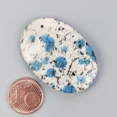 K2 'Raindrop Azurite' Naturale Forma Ovale Piatto Cabochon Liscio Fatto a Mano 38X27X6mm 10,60gm 1pz