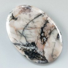 Diaspro Maligano Grigio Naturale Forma Ovale Piatto Cabochon Liscio Fatto a Mano 44X31X5mm 11,90gm 1pz