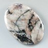 Diaspro Maligano Grigio Naturale Forma Ovale Piatto Cabochon Liscio Fatto a Mano 44X31X5mm 11,90gm 1pz