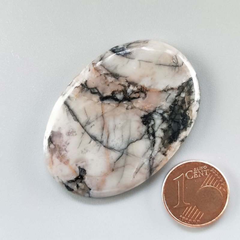 Diaspro Maligano Grigio Naturale Forma Ovale Piatto Cabochon Liscio Fatto a Mano 44X31X5mm 11,90gm 1pz