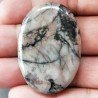 Diaspro Maligano Grigio Naturale Forma Ovale Piatto Cabochon Liscio Fatto a Mano 44X31X5mm 11,90gm 1pz