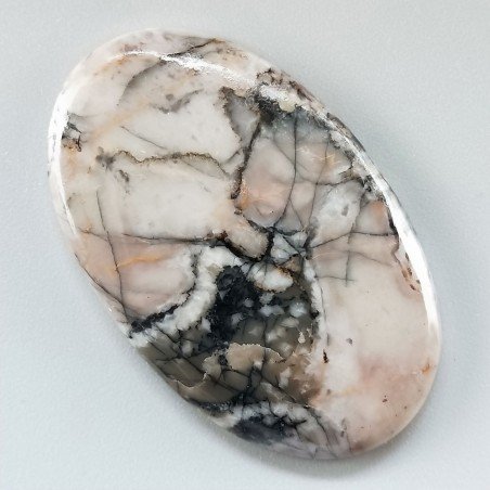 Diaspro Maligano Grigio Naturale Forma Ovale Piatto Cabochon Liscio Fatto a Mano 43X27X5mm 9,83gm 1pz