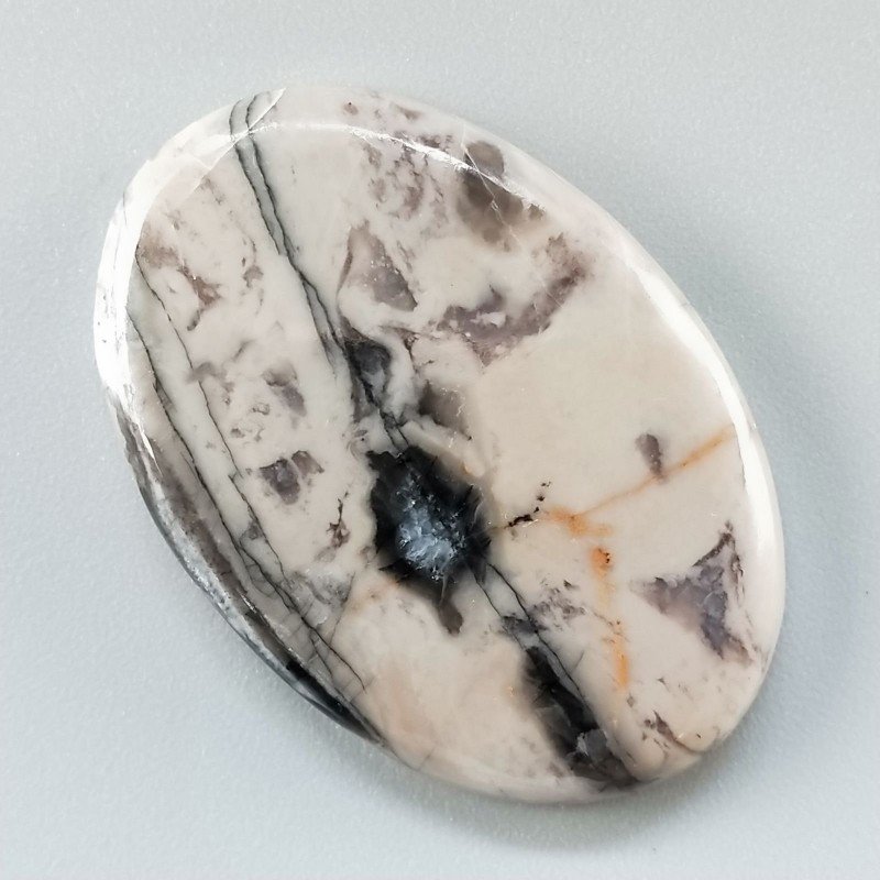 Diaspro Maligano Grigio Naturale Forma Ovale Piatto Cabochon Liscio Fatto a Mano 38X26X5mm 9,15gm 1pz