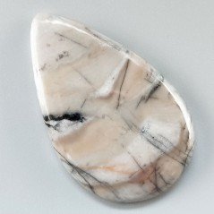 Diaspro Maligano Grigio Naturale Forma Goccia Piatto Cabochon Liscio Fatto a Mano 50X31X5mm 13,19gm 1pz