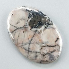 Diaspro Maligano Grigio Naturale Forma Ovale Piatto Cabochon Liscio Fatto a Mano 44X29X4mm 10,50gm 1pz