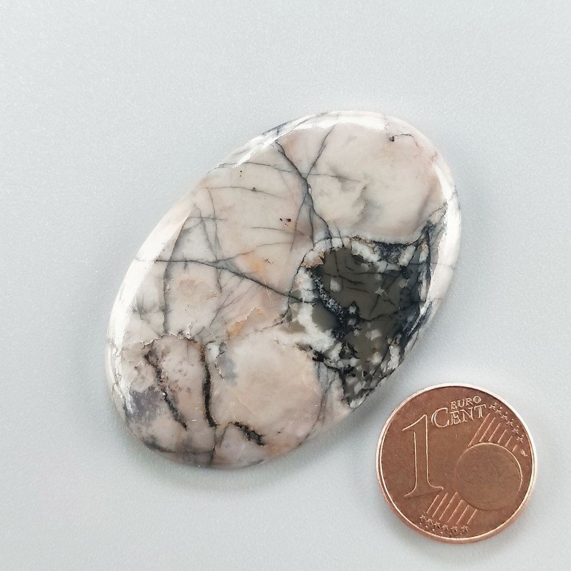 Diaspro Maligano Grigio Naturale Forma Ovale Piatto Cabochon Liscio Fatto a Mano 44X29X4mm 10,50gm 1pz