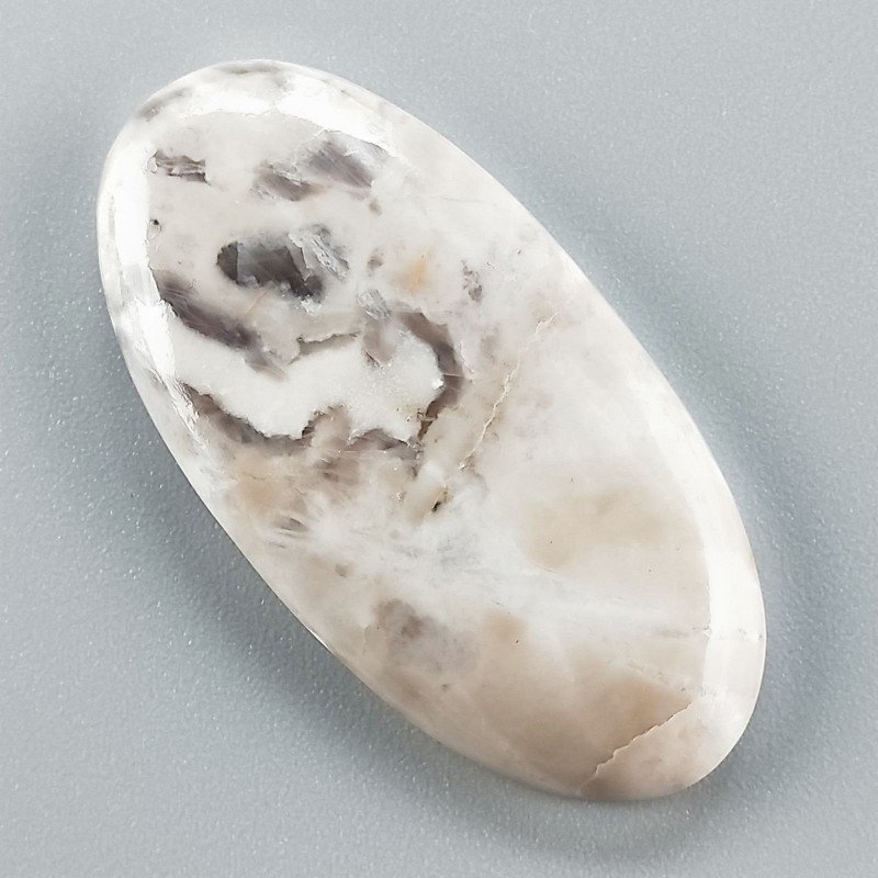 Diaspro Maligano Grigio Naturale Forma Ovale Piatto Cabochon Liscio Fatto a Mano 39X20X5mm 7,04gm 1pz