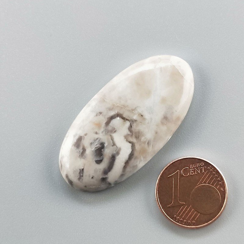 Cabochon di Diaspro Maligano Grigio Naturale Ovale, Piatto e Liscio, 39x20x5 mm, 7,04 g, Fatto a Mano
