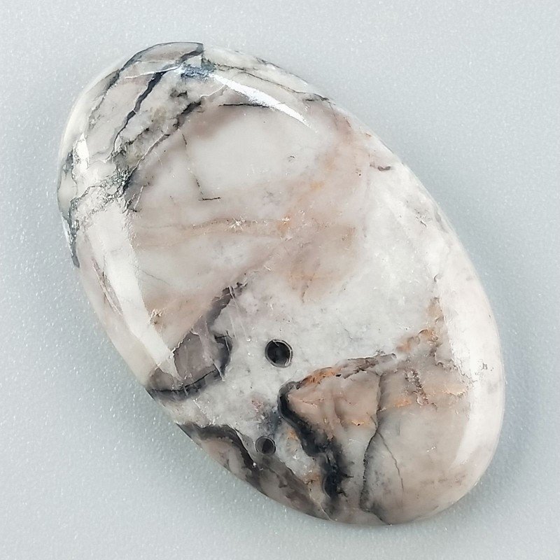 Diaspro Maligano Grigio Naturale Forma Ovale Piatto Cabochon Liscio Fatto a Mano 38X23X6mm 8,75gm 1pz
