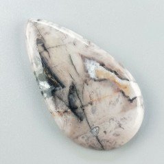 Diaspro Maligano Grigio Naturale Forma Goccia Piatto Cabochon Liscio Fatto a Mano 54X30X5mm 14,52gm 1pz