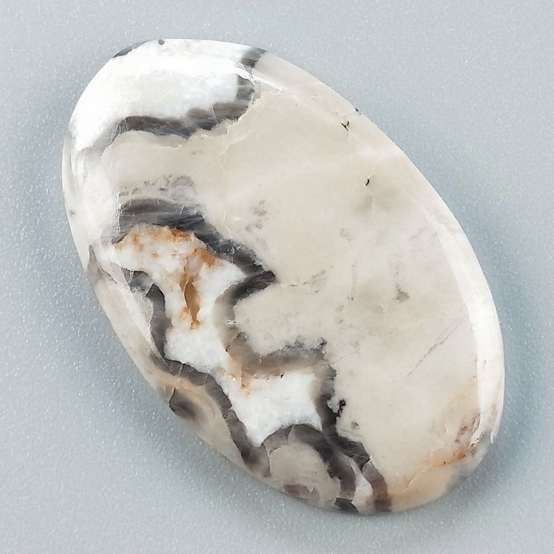 Diaspro Maligano Grigio Naturale Forma Ovale Piatto Cabochon Liscio Fatto a Mano 37X23X5mm 7,45gm 1pz