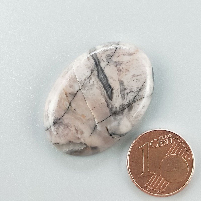 Diaspro Maligano Grigio Naturale Forma Ovale Piatto Cabochon Liscio Fatto a Mano 32X23X5mm 6,50gm 1pz