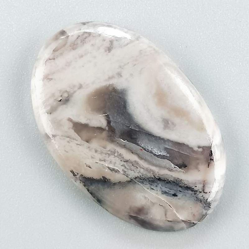 Diaspro Maligano Grigio Naturale Forma Ovale Piatto Cabochon Liscio Fatto a Mano 34X22X4mm 5,76gm 1pz