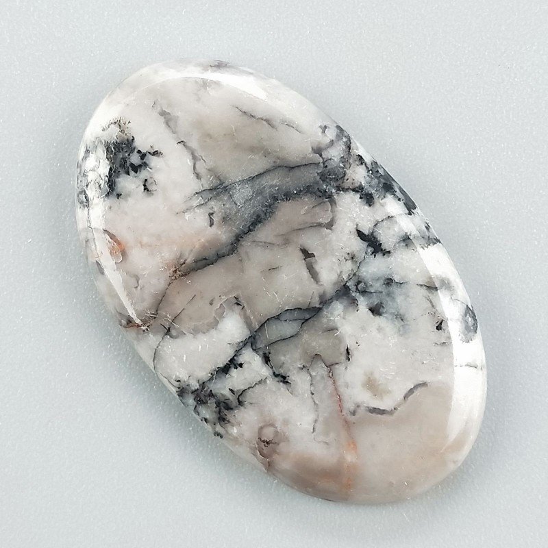 Diaspro Maligano Grigio Naturale Forma Ovale Piatto Cabochon Liscio Fatto a Mano 37X22X4mm 6,60gm 1pz