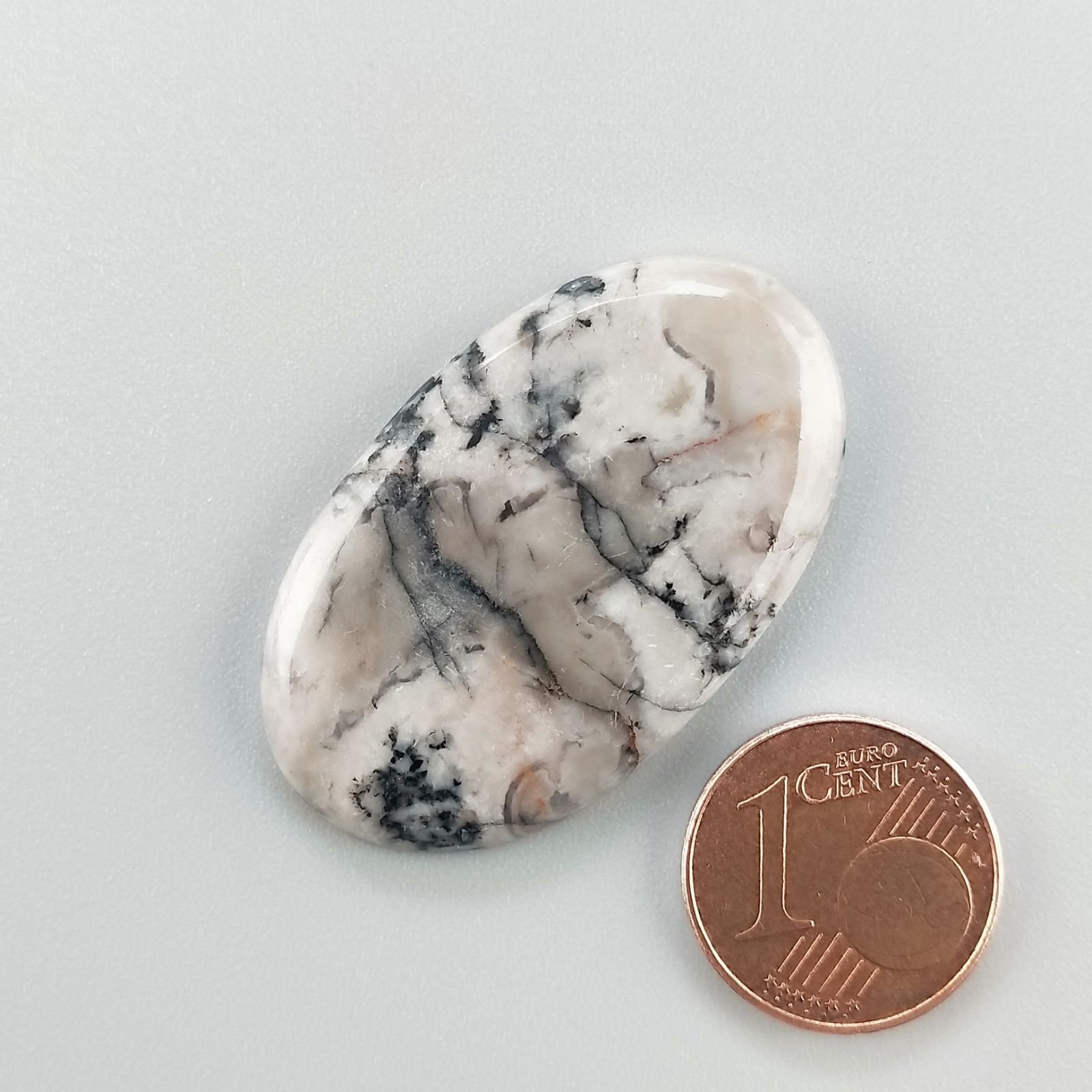 Diaspro Maligano Grigio Naturale Forma Ovale Piatto Cabochon Liscio Fatto a Mano 37X22X4mm 6,60gm 1pz