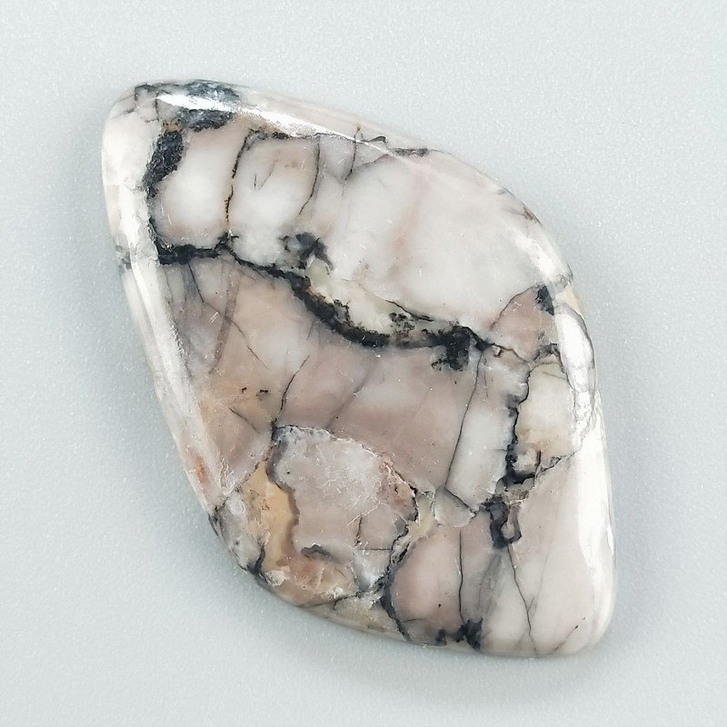 Diaspro Maligano Grigio Naturale Forma Fantasia Piatto Cabochon Liscio Fatto a Mano 45X28X5mm 9,32gm 1pz