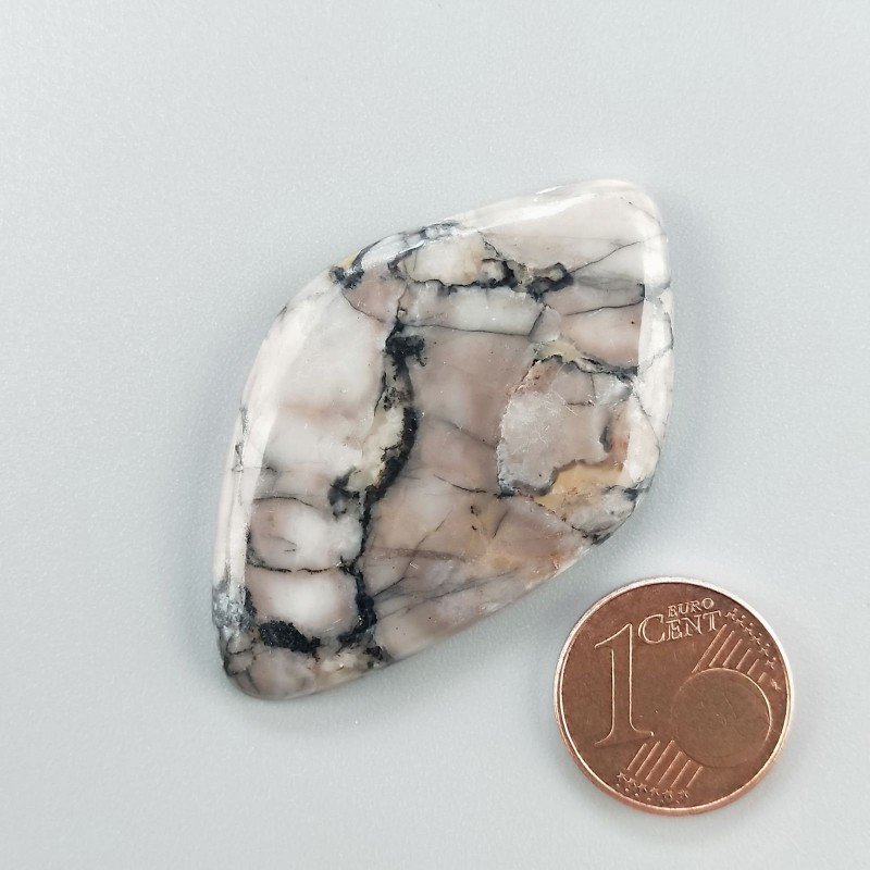 Diaspro Maligano Grigio Naturale Forma Fantasia Piatto Cabochon Liscio Fatto a Mano 45X28X5mm 9,32gm 1pz