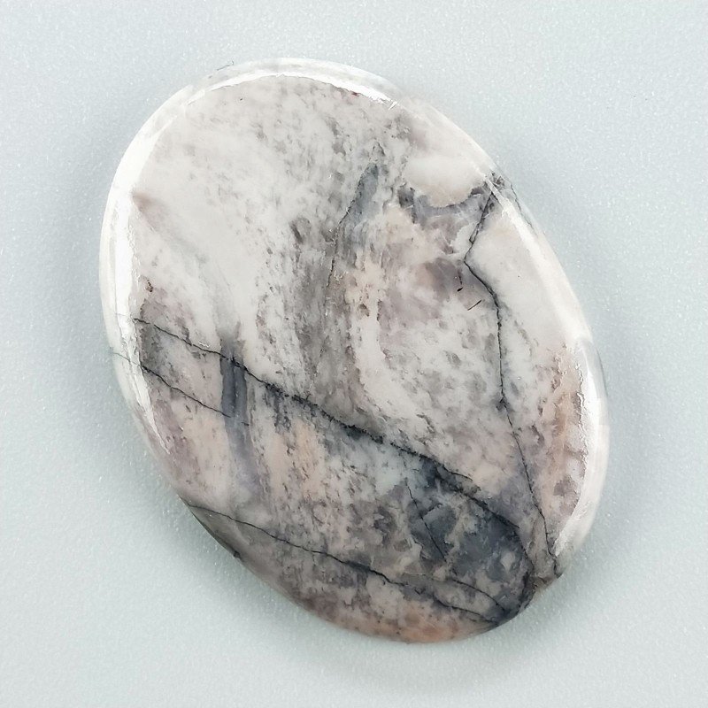 Diaspro Maligano Grigio Naturale Forma Ovale Piatto Cabochon Liscio Fatto a Mano 36X26X4mm 7,20gm 1pz