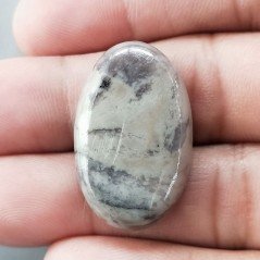 Diaspro Maligano Grigio Naturale Forma Ovale Piatto Cabochon Liscio Fatto a Mano 30X19X6mm 5,70gm 1pz