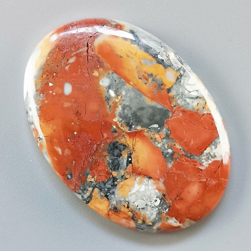 Diaspro Maligano Multicolore Naturale Forma Ovale Piatto Cabochon Liscio Fatto a Mano 51X36X6mm 21,60gm 1pz