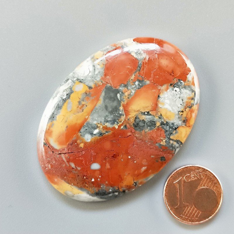 Diaspro Maligano Multicolore Naturale Forma Ovale Piatto Cabochon Liscio Fatto a Mano 51X36X6mm 21,60gm 1pz