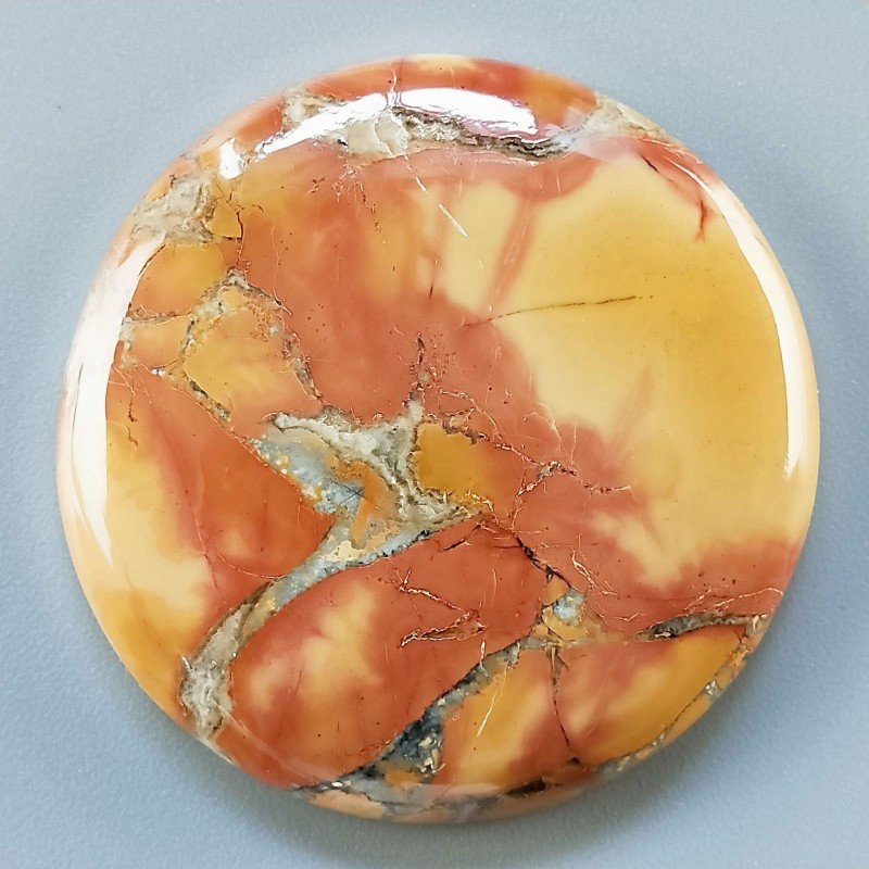 Diaspro Maligano Multicolore Naturale Forma Tondo Piatto Cabochon Liscio Fatto a Mano 40X6mm 19,06gm 1pz