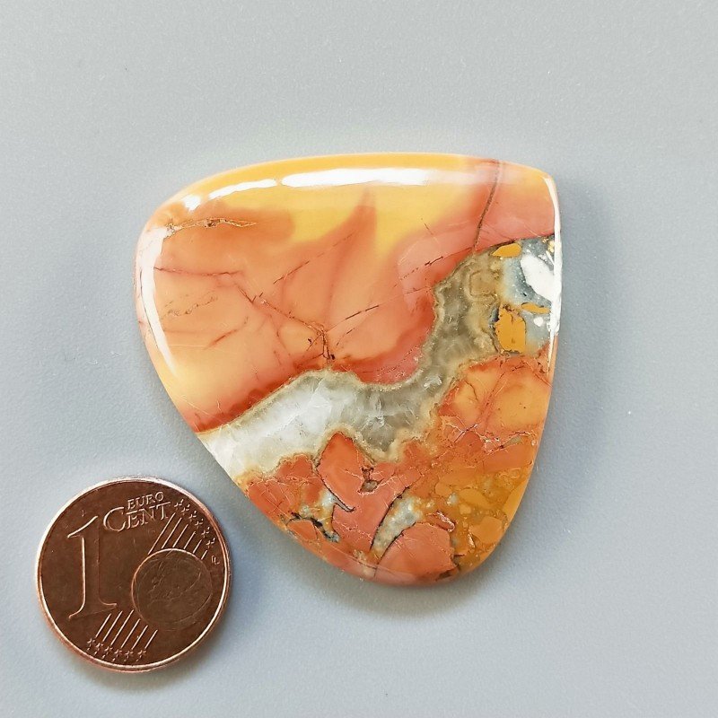 Diaspro Maligano Multicolore Naturale Forma Cuore Piatto Cabochon Liscio Fatto a Mano 37X40X6mm 14,20gm 1pz