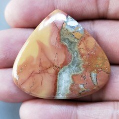 Diaspro Maligano Multicolore Naturale Forma Cuore Piatto Cabochon Liscio Fatto a Mano 37X40X6mm 14,20gm 1pz